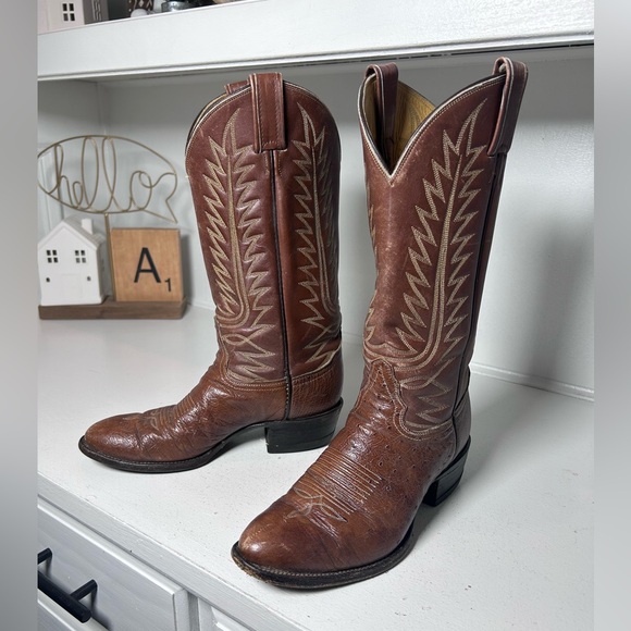 Tony Lama Shoes - Tony Lama Gold Label Vintage Western Boots Men’s 8D Women’s 9.5 Brown Leather